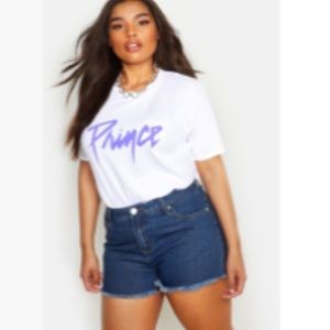 High Rise Fray Hem Jean Short